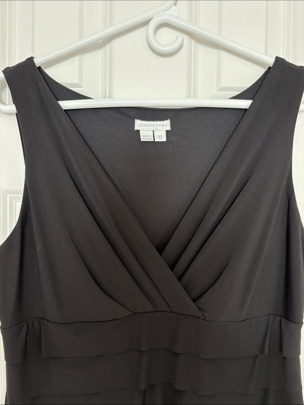 London Times from Maggie London’s Classic Black Tiered V-Neck Women’s Dress - Picture 5 of 8